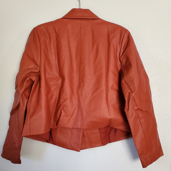 Women's Cropped Faux Leather Blazer - Ava & Viv Brown XXL/17 - Picture 4 of 7